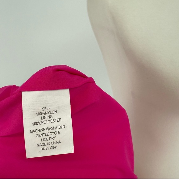 Amanda Uprichard Hot Pink Bow Strap Square Neck Lined Tank Top Sz. M - Picture 5 of 5